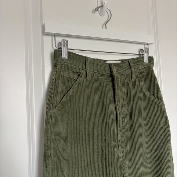 Reformation Jeans Wilder Painter High Rise Wide Leg Corduroy Pants Moss - Picture 6 of 6